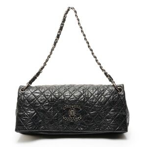 CHANEL One-Shoulder Leather Chain Flap Shoulder Bag, Black, 13 Series, 2009-2...